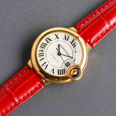 Cartier 18K Gold 28/33/36MM for Your Choice Imported Movement Gold Bezel Watch